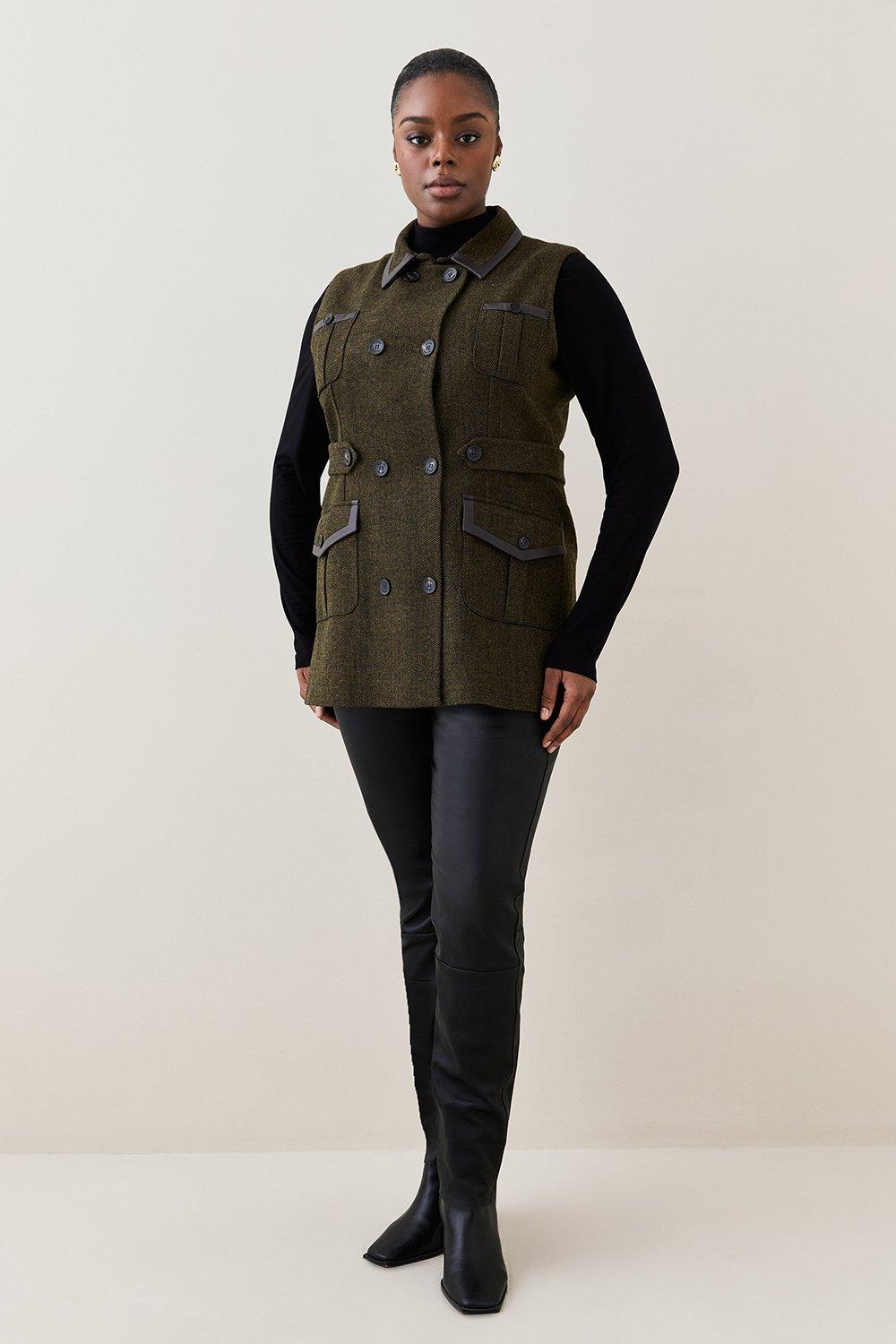 Lydia Millen Plus Size Tailored Tweed Sleeveless Jacket | Karen